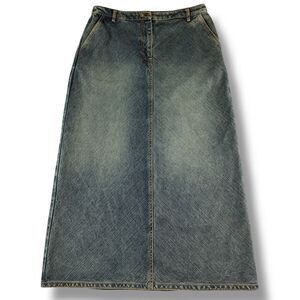 Y2K 90's Vintage Ann Taylor Loft Denim Acid Wash Maxi Skirt Size 6 Retro Cotton